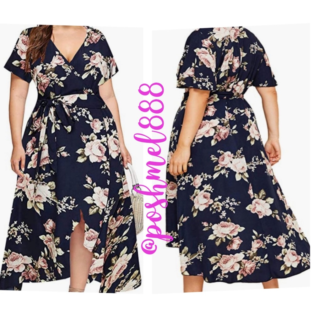 Floral Navy Wrap Dress